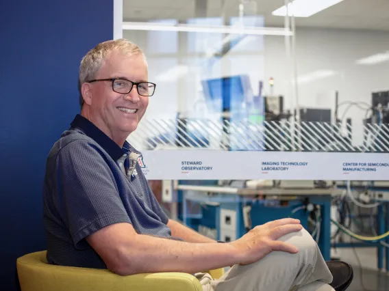 Michael Lesser posing outside of the Imaging Technology Lab