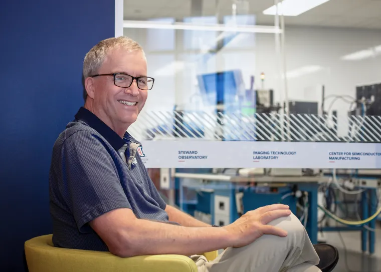 Michael Lesser posing outside of the Imaging Technology Lab