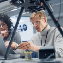 students performing hands-on research