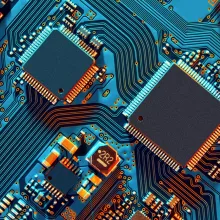 Stock photo of Electronic circuit board close up.